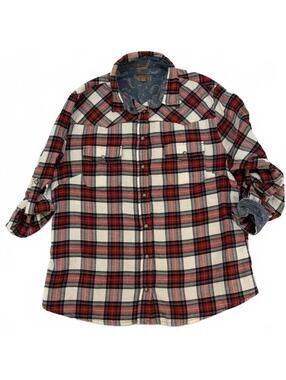 Jachs Brand Shirt Large Red White Plaid Soft Flannel Western